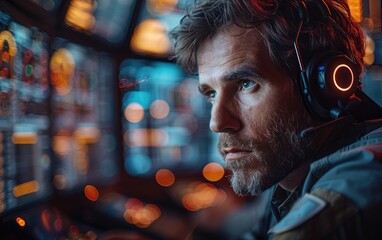 Elite cyber defense team conducting a live exercise against a virtual enemy, in a secure command center