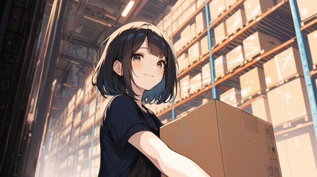 倉庫でピッキングをする女性13