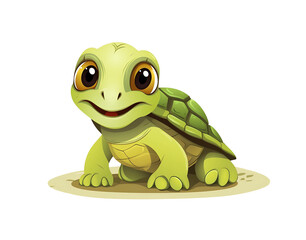 Fototapeta premium Adorable cartoon turtle with wide, sparkling eyes and a beaming smile. isolated on a transparent background. Generative AI