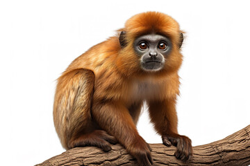 Madidi titi monkey on a white background. Wildlife Animals. Illustration, Generative AI.