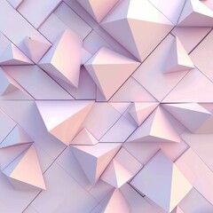 3D-rendered geometric abstract pattern seamlessly looping for wallpaper or background use, featuring minimalistic triangles and squares in a soothing lilac and peach fuzz color scheme. 
