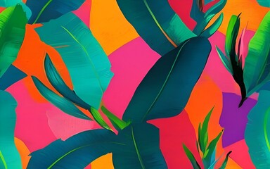 Tropical Colorful Leaves Wallpaper