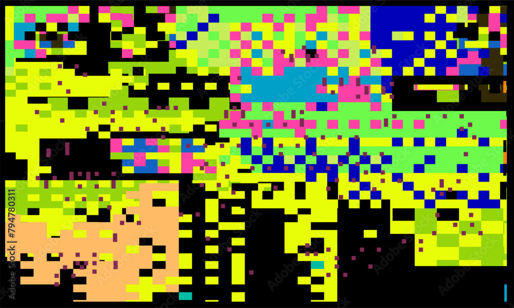 Aufkleber bright neon glitchy background. concept vector illustration of a broken program code or malware atta