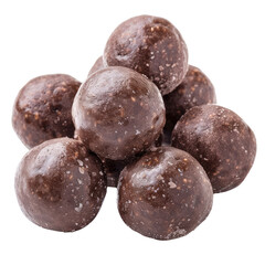 A delicious breakfast option chocolate milk balls presented on a transparent background