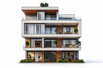 3d rendering of modern cozy house on white background with clipping path