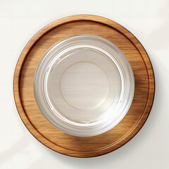 3d illustration of a round wooden plate on a white background.