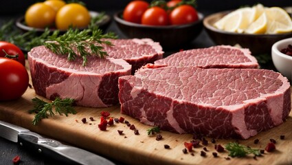 Premium Cuts: Raw Beef Steaks Prepped for Grilling