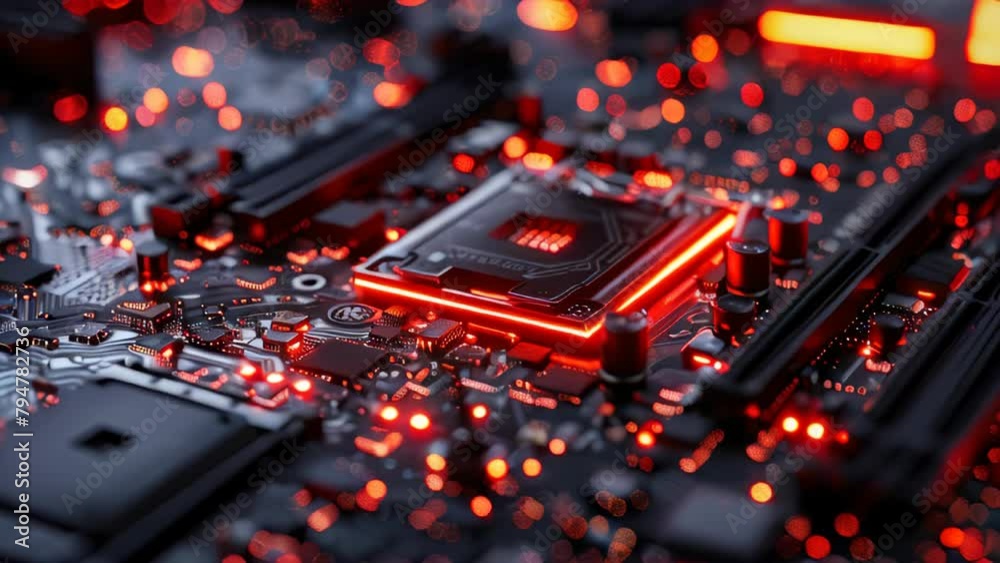 Poster a generic abstract high tech computer hardware closeup