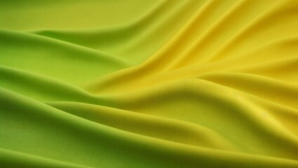 Obraz premium Abstract fabric background Green-yellow gradient color, wavy, rough lines, bright neon shades, glowing light, smooth, shiny fabric. soft wavy creases Elegant background with space for design.