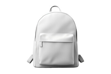 Front view of white textile backpack isolated on white