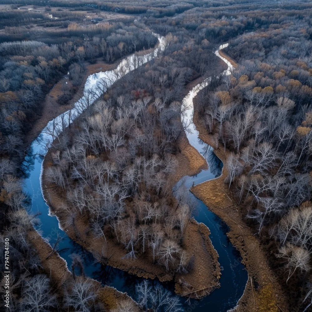 Canvas Prints A river with trees on both sides