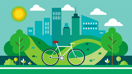 Obraz premium A green city initiative with bike lanes and paths integrated into a larger plan to reduce carbon emissions and improve air quality.