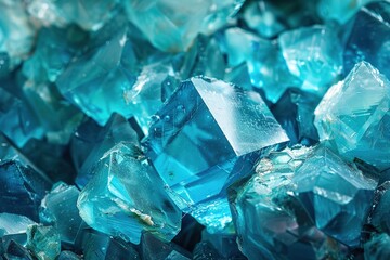 Close-up of vibrant blue crystals with sharp edges and detailed texture.