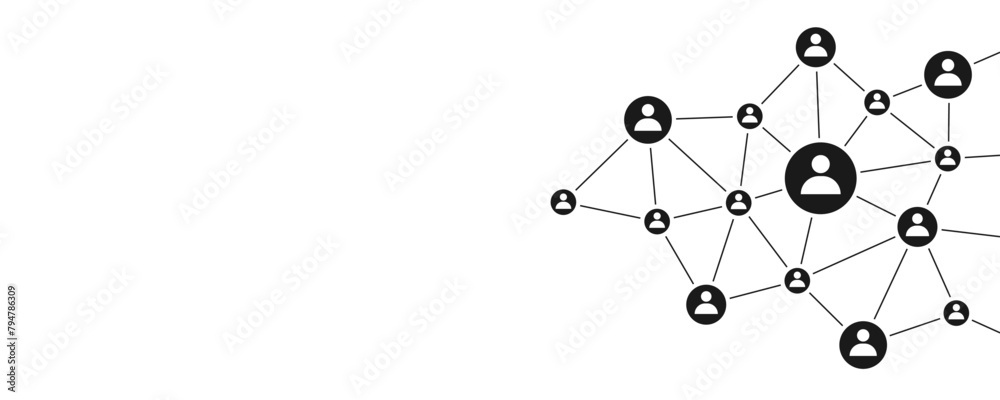 Fototapete People user structure connect dots and lines background template vector. Network technology wireless server communication system. Team social linked global digital database.