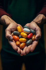 person holding pills