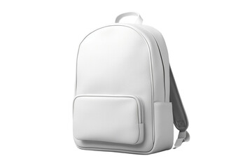 Front view of white textile backpack isolated on white