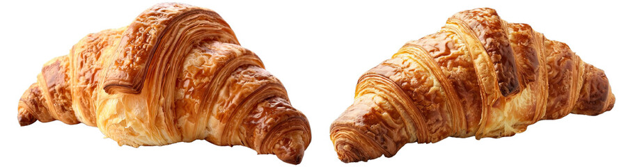 Collection of PNG. Delicious Fresh Croissant Isolated on A Transparent Background.