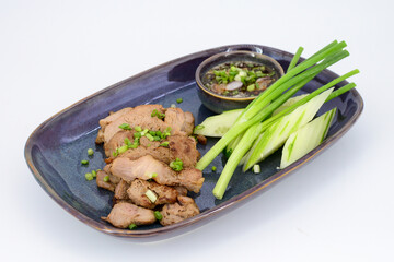 Thai Grilled Pork neck with spicy dipping sauce