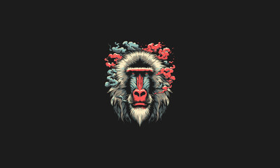 face baboon with smoke vector illustration design