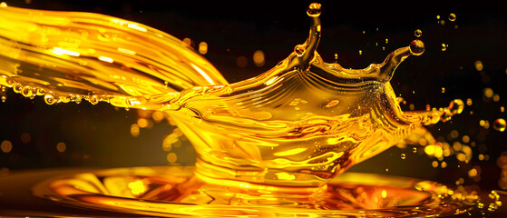Yellow Liquid Splashing, Abstract Background, Concept of Freshness and Energy