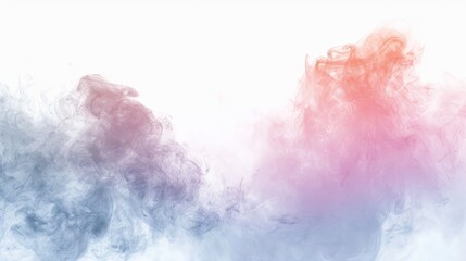 Colorful Smoke Steam Fog and Mist Effect for Text or Space Isolated on A White Background.