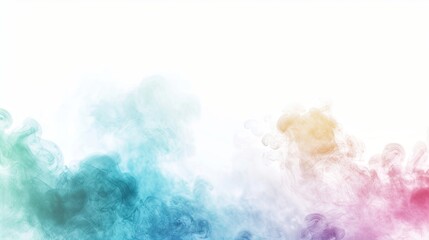 Colorful Smoke Steam Fog and Mist Effect for Text or Space Isolated on A White Background.