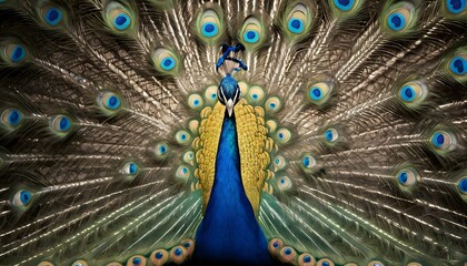 A regal icon of a peacock displaying its vibrant p upscaled 7