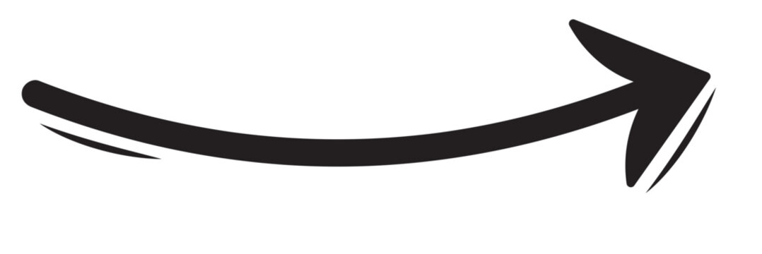 recommend clip art: Black hand-drawn brush stroke arrow isolated on a white background
