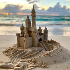 Fairytale castle on sandy beach