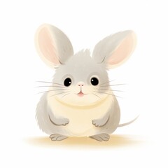 A cute cartoon mouse with big ears and a fluffy tail.