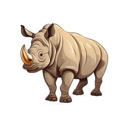 Obraz premium Sturdy cartoon rhinoceros with a prominent horn, portrayed in a detailed vector style. Generative AI