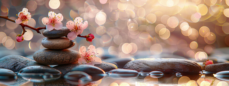Zen Stones for Spa and Relaxation, Peaceful Meditation Concept, White Background