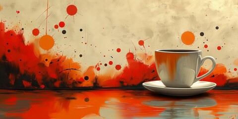 Retro Abstract Coffee Illustration with Copy Space