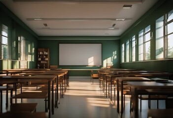 3d rendering school classroom empty