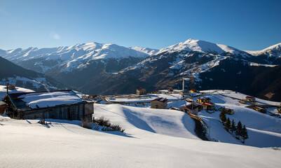 Fototapeta na wymiar Rize Province, İkizdere District winter landscape and kackars, kackar mountains