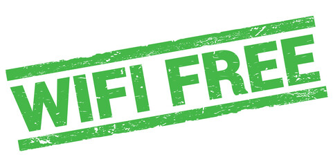 WIFI FREE text on green rectangle stamp sign.