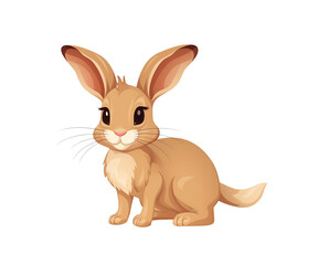 A cuddly white cartoon rabbit with large ears and bright eyes, sitting adorably. Generative AI