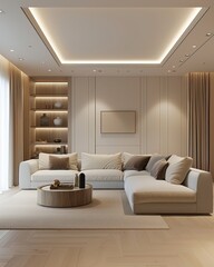 Luxurious Modern Living Room with Minimalist Design and Contemporary Furniture