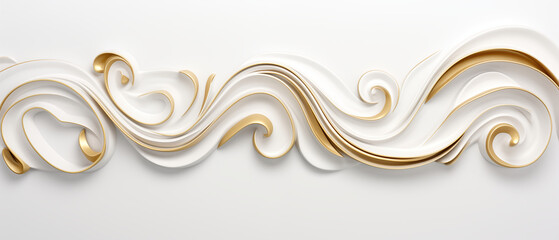 3d illustration render white and gold art deco ornament on white background. baroque art design elements. - 794805503