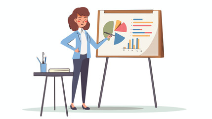 Business woman writing on a board during a presentation