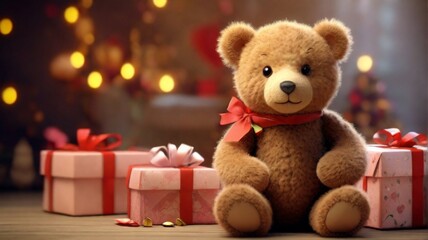 Beautiful teddy with gift boxes