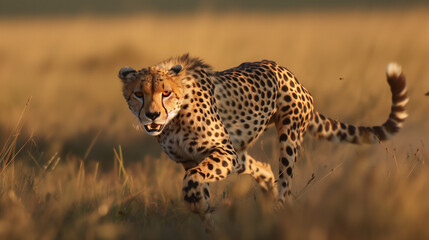 Naklejka premium Graceful Pursuit: Cheetah in Full Sprint