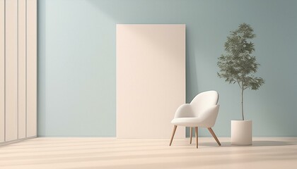 white chair in a room, exposure contemporary style minimalist artwork collage illustration