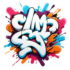 Graffiti abstract cartoon logo, modern art, for t-shirt and sticker