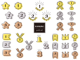 シンプルでおしゃれなランキングパーツのセット（金、銀、銅）