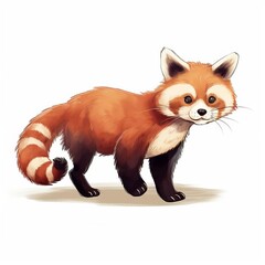 A cute cartoon red panda with a big smile on its face