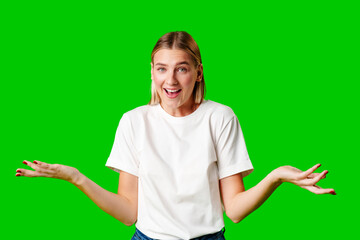Young Woman in White T-shirt Making a Surprised Face