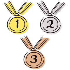 シンプルでおしゃれなメダル型のランキングパーツのセット（カラー）