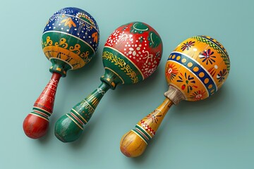 Vibrant Wooden Bells or Maracas for Musical Enthusiasts