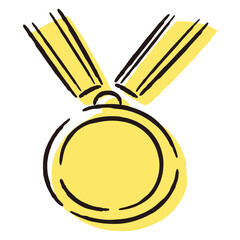 シンプルでおしゃれなメダル型のランキングパーツ（黄色）